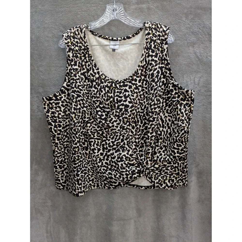 Cabi Top Womens XXL Knotty Tank Leopard Animal Print Casual Edgy‎ Party Y2K 90s